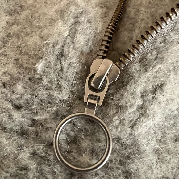 aritzia wilfred gwyneth alpaca wool zip up sweater - light grey, size XS - Picture 6 of 7